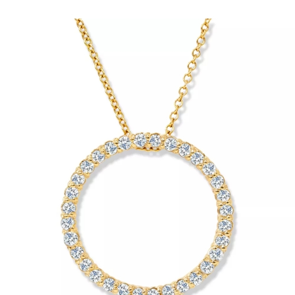 Pompeii Yellow Gold 1/2ct Circle Of Life Diamond Pendant Necklace (3/4 inch
